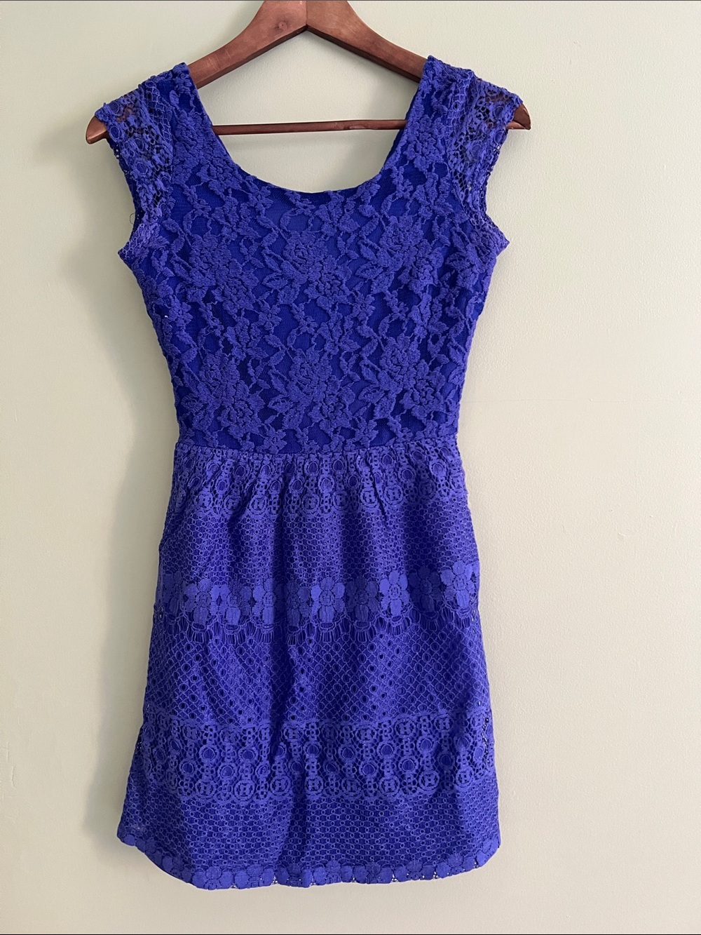 Maison Jules Periwinkle Blue Lace Mini Dress